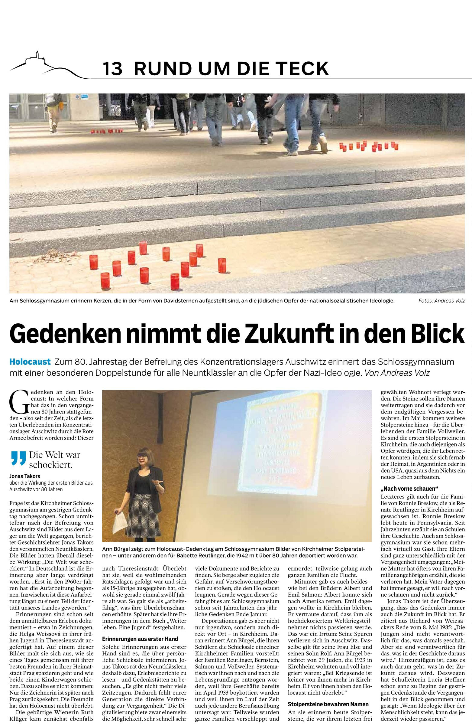 Artikel: Gedenken nimmt die Zukunft in den Blick