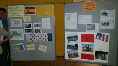 Stellwände zum Spanien- und USA-Austausch sowie zur Dachau-Fahrt