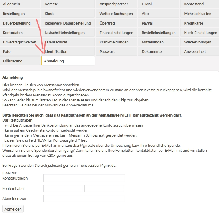 MensaMax-Abmeldung